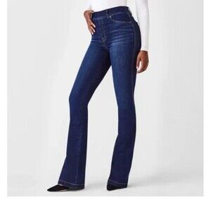 Spanx Jeans Women’s Sz XL Midnight Blue Stretchy Pull-On High-Rise Flare 20327R